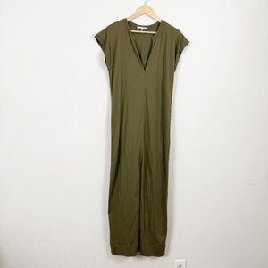 Frame Denim Green Short Sleeve Split Front Maxi Dress Size Small